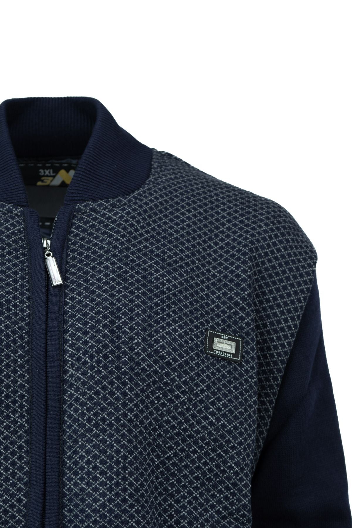 Erkek Kışlık Kalın Pamuklu Yünlü Hırka Astarlı Fermuarlı Cepli Hakim Yaka Baklava Motifli